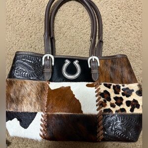 American West Brown Leather Patchwork Bag